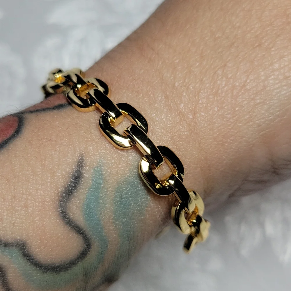 Adornia 14KGP Chain Link Cuff Bracelet